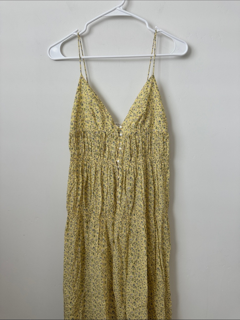 Doen Irina Floral Organic Cotton Midi Dress in Yellow Moonflower Size:XS - Picture 5 of 14